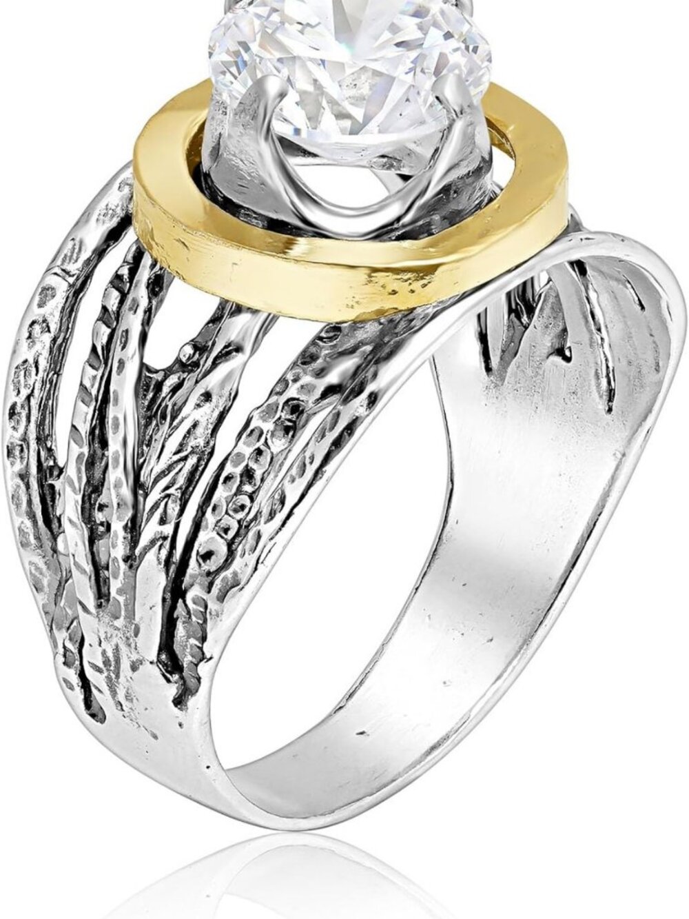Sterling Silver Two-Tone Wire Ring - 925 Jewelry, Elegant Fashion Accessory